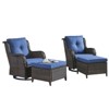 Gymojoy Outdoor Swivel Chair with Ottoman High Back Glider Chair with Soft Cushion - 3 of 4