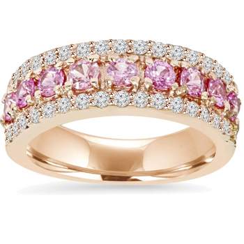 Pompeii3 1 1/2ct Pink Sapphire & Diamond Wedding Ring 14K Rose Gold