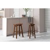 Set of 2 29" Wire-Brush Finish Backless Saddle Barstools Chestnut - Boraam: Solid Acacia, Footrests - 2 of 4