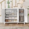 Acekool Farmhouse Shoe Cabinet, White and Red Flip Drawer Shoe Organizer, Gold Handles, Entryway Storage, Space Saving, 43.3"x15.4"x34.8" - 3 of 4