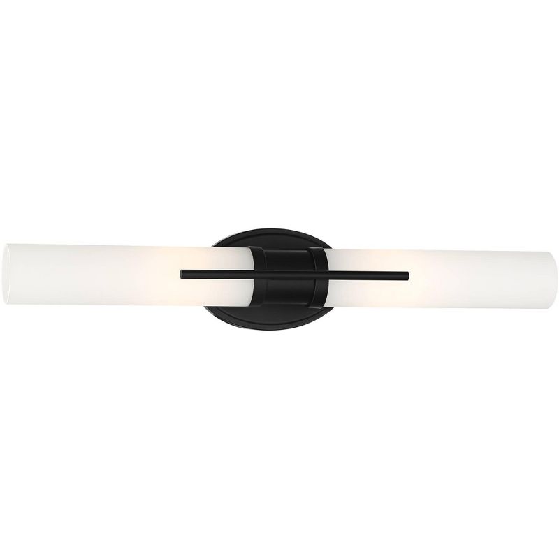Possini Euro Design Abron Industrial Modern Wall Light Black Hardwire 24" Light Bar LED Fixture Frosted Glass for Bedroom Bathroom Vanity Living Room, 1 of 10