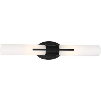 Possini Euro Design Abron Industrial Modern Wall Light Black Hardwire 24" Light Bar LED Fixture Frosted Glass for Bedroom Bathroom Vanity Living Room