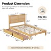 Angel Sar Full Size Bed Frame With Rattan Headboard, Boho Storage Bed with Two Drawers, Platform Bed - 3 of 4
