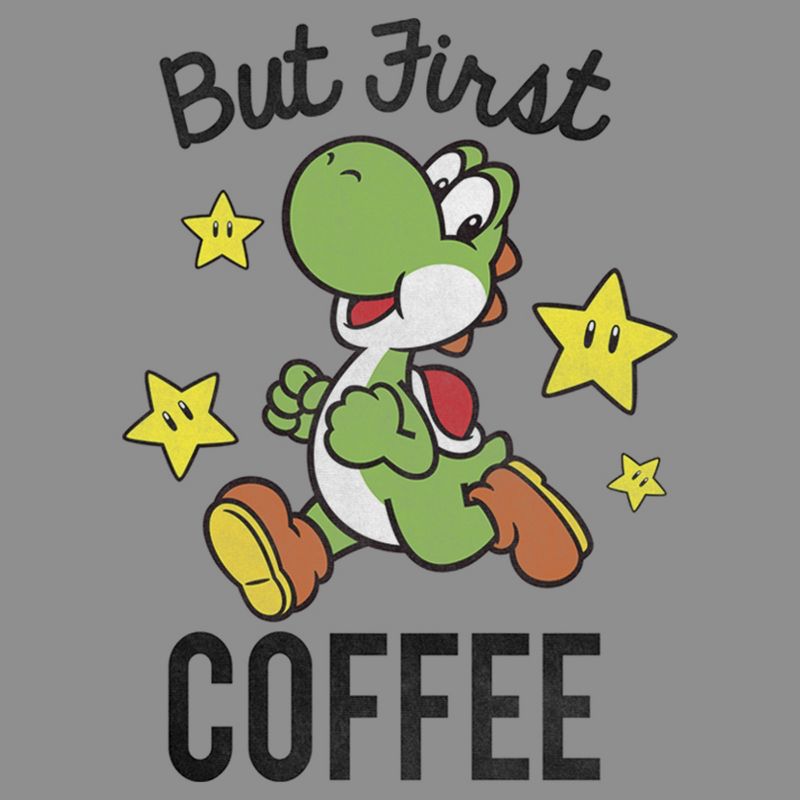 Women's Nintendo Yoshi First Coffee Racerback Tank Top, 2 of 5