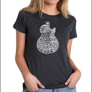 LA Pop Art Women's Premium Blend Word Art T-shirt - Rock Guitar Head - 1 of 4