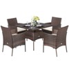Tangkula 5 PCS Outdoor Rattan Dining Set Patio Wicker Conversation Set w/Cushioned Chair & Glass Table - 4 of 4