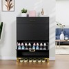 32"Shoe Storage Cabinet for Entryway, Free Standing Shoe Organizer with 2 Flip Drawers,White - 3 of 4