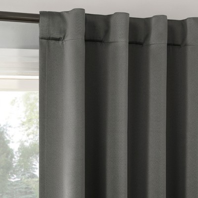 Aria Gray Polyester Blackout Back Tab Curtain Panel Pair