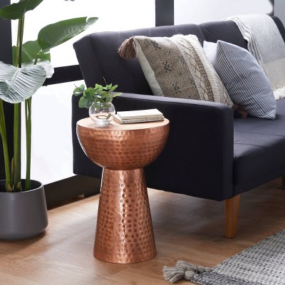 Vintage-Inspired Copper Metal Round Accent Stool - 22.5" x 15.4"
