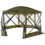 CLAM Quick-Set Pavilion 12.5' x 12.5' Portable Pop-Up Outdoor Camping Gazebo Screen Tent 6 Sided Canopy Shelter with Ground Stakes & Carry Bag, Green