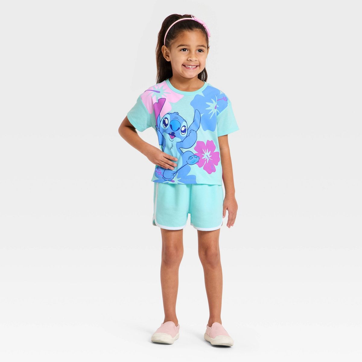 Toddler Girls' Disney Lilo & Stitch T-Shirt & Shorts Set - Turquiose Blue