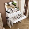 Hrinhom 31.5"W New Large Mirror Modern Makeup Vanity Set with Power Outlet and Hair dryer holder-White - 2 of 4