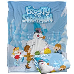 Kids' Frosty The Snowman Frosty And Kids Silky Touch Blanket White 36X58 - 1 of 4
