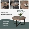 Coffee Table, Vintage Patchwork Craft Farmhouse Side Table, Octagonal Wooden Side Table, Cross Metal Legs for Living Room Bedroom Balcony Home Office - 3 of 4