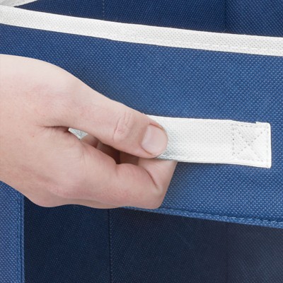 Navy and White Fabric Storage Cubes with Window, 4 Pack