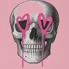 Rerun Island Women Skull Pink Heart Eyes Short Sleeve Graphic Cotton Baby Tee - 2 of 4
