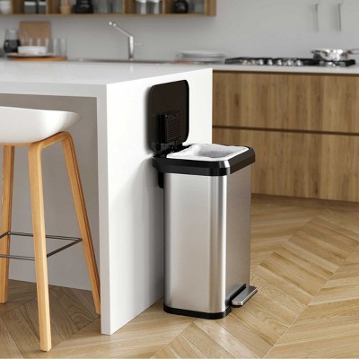SoftStep 13.2 Gallon Stainless Steel Step Trash Can with Odor Filter