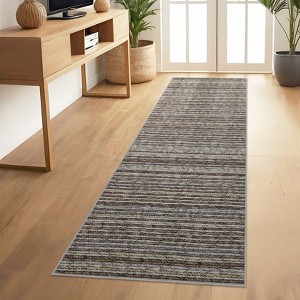 Modern Washable Area Rug Non Shedding Soft Ultra Thin Striped Contemporary Accent Carpet Non Slip Abstract Carpet for Bedroom Living Room - 1 of 4