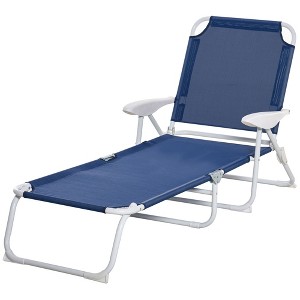 TiramisuBest 2 PCS Folding Chaise Lounge Pool Chairs,Outdoor Sun Tanning Chairs with 5-Level Reclining Back,Steel Frame for Beach,Yard,Patio,Dark Gray - 1 of 4