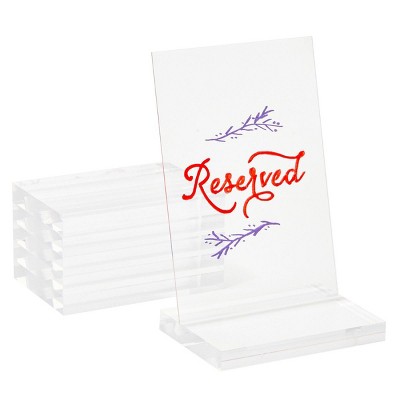Okuna Outpost 6 Pack Clear Table Number Holders for Weddings, Acrylic Place Card Holder (4 x 2.75 in)