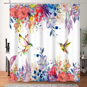 LunaLulinlk Spring Floral with Birds Shower Curtain - 1 of 4