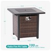 Sonkuki 28 Inch 50,000 BTU Outdoor Wicker Patio Gas Fire Pit Table w/Tempered Glass Tabletop, Clear Glass Rocks, and Lid - 3 of 4