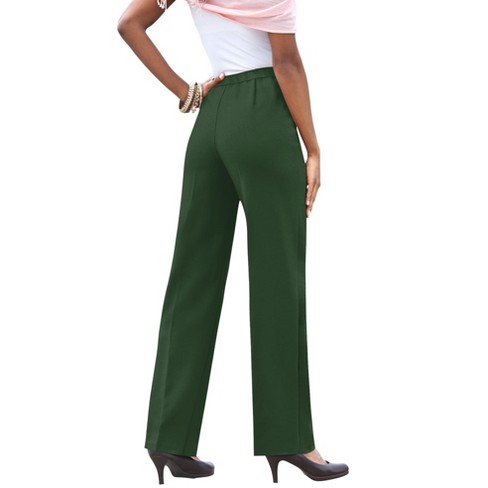 Women's Green Petite Wide Leg Pants