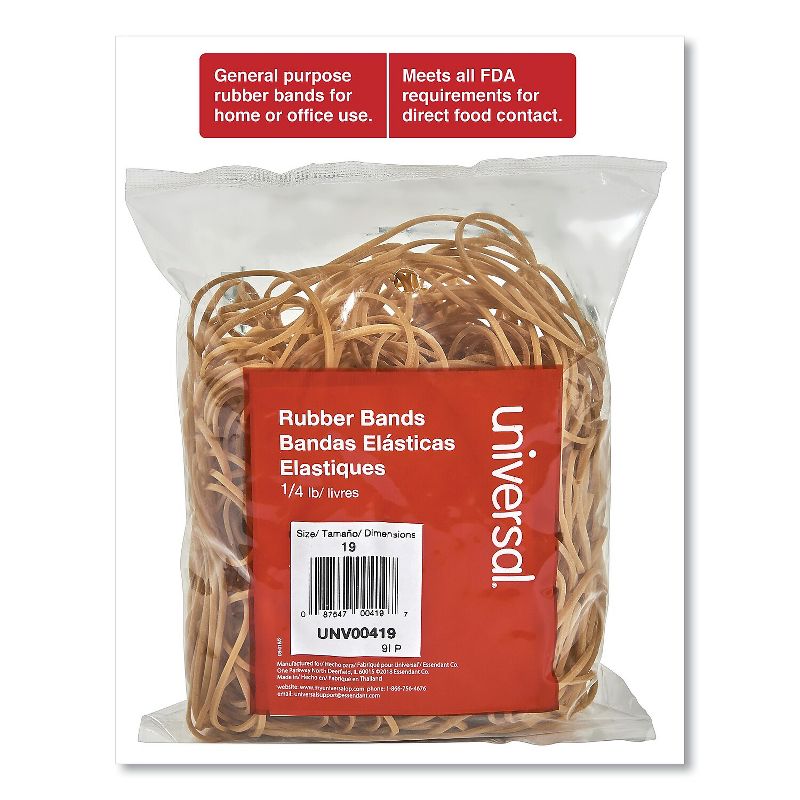 UNIVERSAL Rubber Bands Size 19 3-1/2 x 1/16 310 Bands/1/4lb Pack 00419, 3 of 5