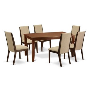 HomeStock 7-Piece Rectangle Mahogany Finish Solid Wood Top Dining Table with 6 Parson Chairs - 1 of 4