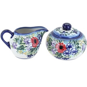 Blue Rose Polish Pottery 9B-16B WR Unikat Cream & Sugar Set - 1 of 2