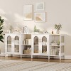 Buffet Sideboard with Glass Doors and Adjustable Shelves, Wooden Storage Cabinet with Metal Handles for Living Room, Kitchen, Dining Room - 3 of 4
