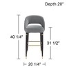 Studio 55D Simone Matte Black Bar Stool 31 1/2" High Modern Dark Gray Velvet Cushion with Backrest Footrest for Kitchen Counter Height Island Shed - 4 of 4