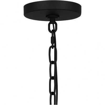 Damien Black Aluminum Outdoor Hanging Lantern with Seeded Glass
