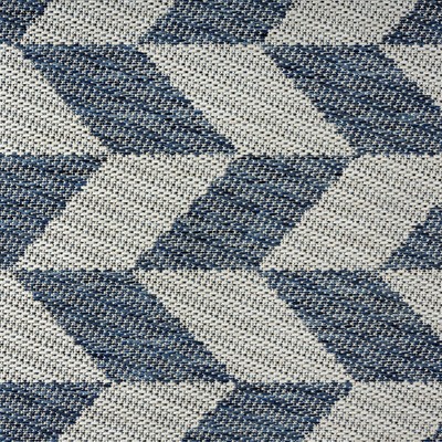 Blue and Cream Geometric 8' x 10' Synthetic Indoor/Outdoor Rug