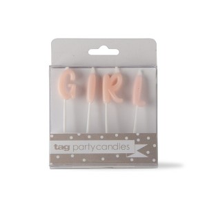 tagltd Girl Candle Set Paraffin Wax Plastic Pick Birthday Gender Reveal Baby Shower Party Decor - 1 of 3