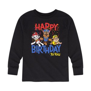 Boys' - Paw Patrol - Happy Birthday Rubble Chase Marshall Long Sleeve Graphic T-Shirt - 1 of 4