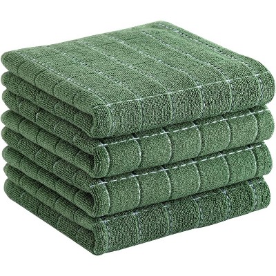 4-Pack Cotton Terry Kitchen Towels, Checkered Designed Soft and Super Absorbent Dish Towels, 13x28 inches