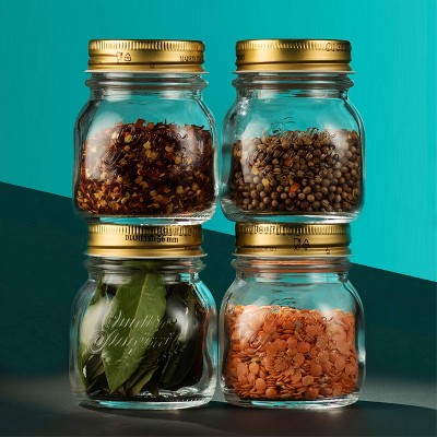 Set of 6 Clear Glass Airtight Spice Jars