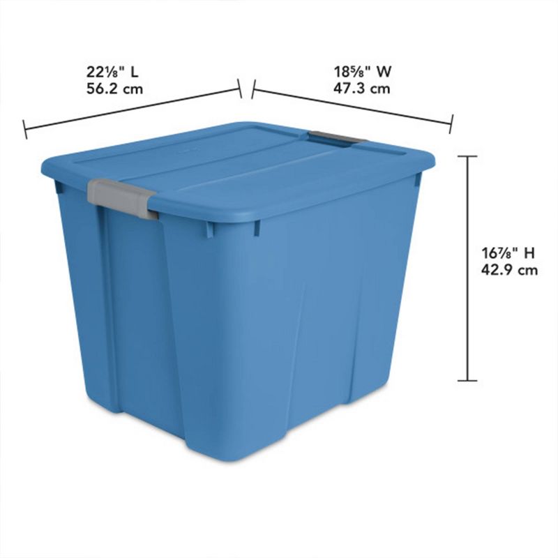 Sterilite 20 Gallon Latch Tote with In Molded Handles, Robust Latches, and Contoured End Panels for Home Storage Bins, Blue Ash (12 Pack), 3 of 7