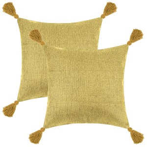 Unique Bargains Linen Fringe Pillow Covers Set with Tassel Design 2 Pcs - 1 of 4