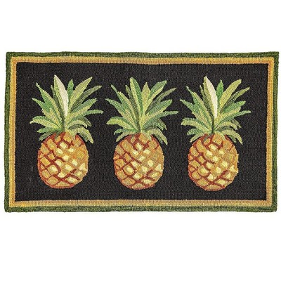 1'6"x2'6" Rectangle Hand Made Indoor and Outdoor Hooked Accent Rug Black - Plow & Hearth