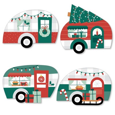 Big Dot of Happiness Camper Christmas - DIY Shaped Red and Green Holiday Party Cut-Outs - 24 Count