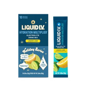 Liquid I.V. Hydration Multiplier Vegan Powder Electrolyte Supplements - Lemon Lime - 0.56oz each/10ct - 1 of 4
