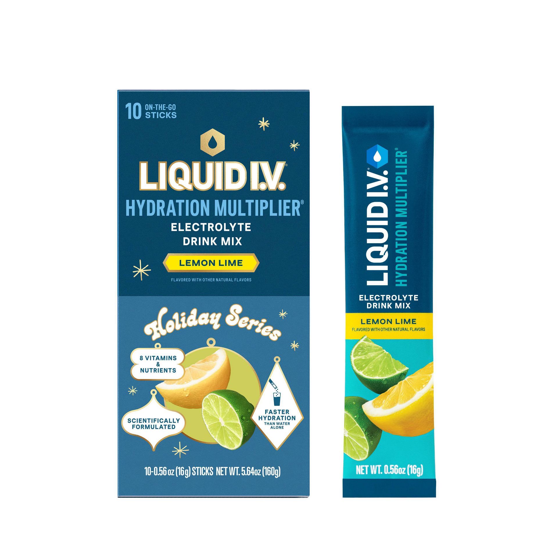 Liquid I.V. Hydration Multiplier Vegan Powder Electrolyte Supplements - Lemon Lime - 0.56oz each/10ct