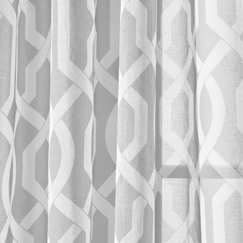 2pk 52&#34;x84&#34; Sheer Edward Trellis Curtain Panels Gray - Lush D&#233;cor, 4 of 8