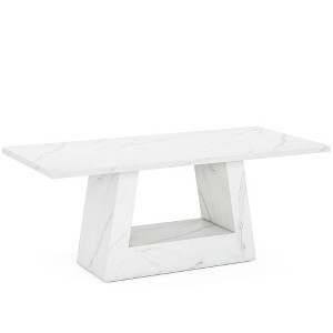 Resenkos Computer Desk, Office Desk, Study Desk,63" Wood Computer Desk, Faux Marble Executive Desk Office Desk,White - 1 of 3