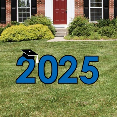 Big Dot of Happiness Blue 2025 Graduation Party Yard Signs - Outdoor Lawn Decorations - 2025
