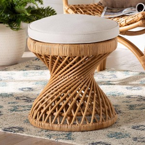 bali & pari Borneo Rattan Footstool Light Honey - 1 of 4