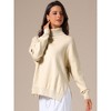 INSPIRE CHIC Women's Mock Neck Pullover Drop Shoulder Long Sleeve Side Slit Sweater - 3 of 4