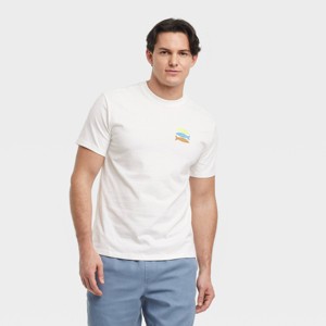 Men's Short Sleeve Fish Embroidered T-Shirt - Goodfellow & Co™ Chalk White - 1 of 4